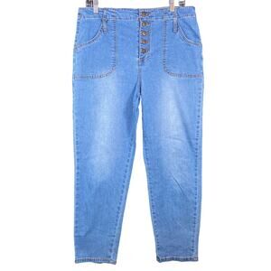 Chelsea & Violet Womens Jeans Blue Button Fly Cropped Capris Stretch 29